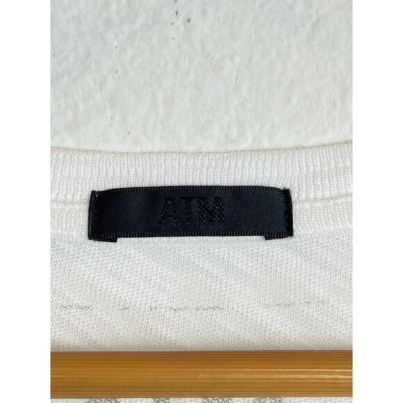 ATM Anthony Thomas Melillo White Slub Cotton Tee Shirt XL Lightweight Sheer Top - Picture 2 of 12